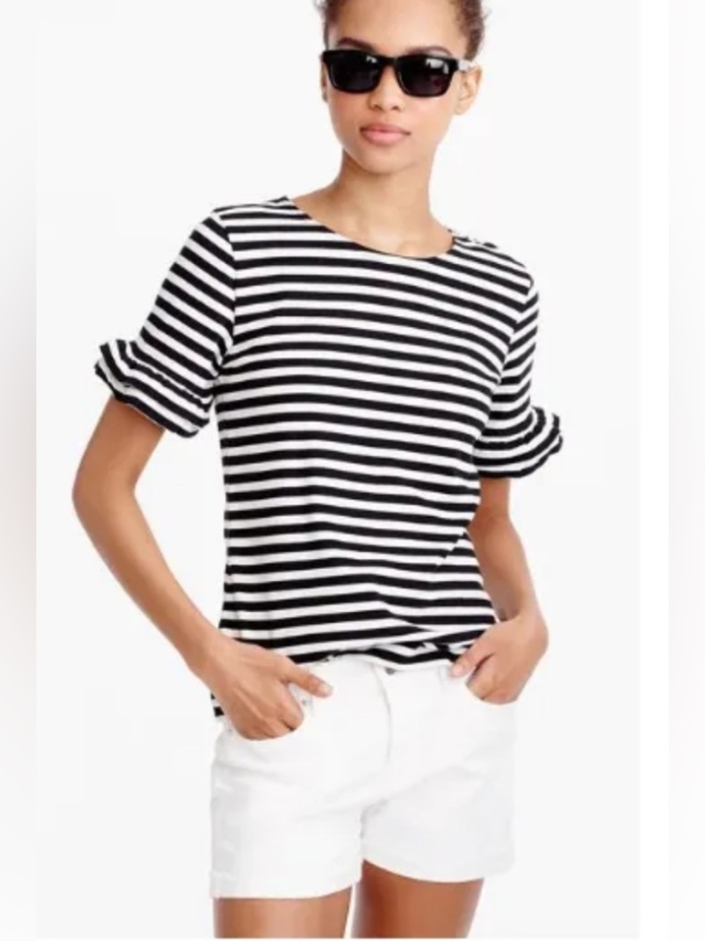 J Crew Ruffle Sleeve Tee Size XL